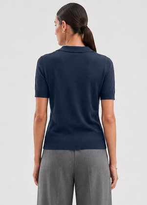 Rovitex - Blusa Polo Tricot Azul - ROVITEX