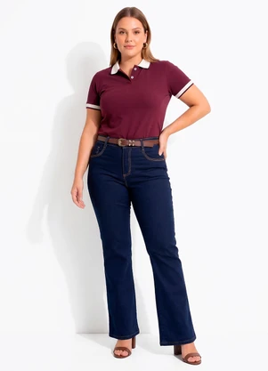 Quintess - Blusa Polo Vinho em Malha Piquet - QUINTESS