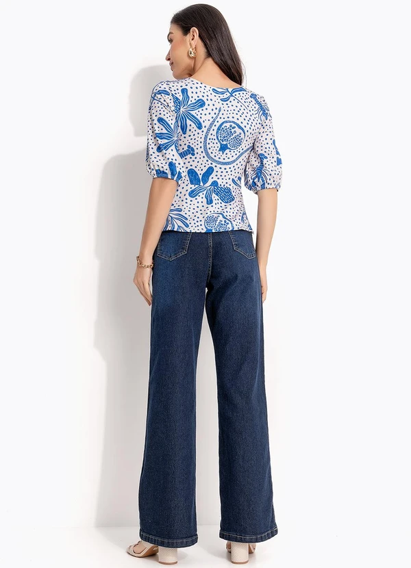 Quintess - Blusa Pontilhado Azul em Malha Fria 5