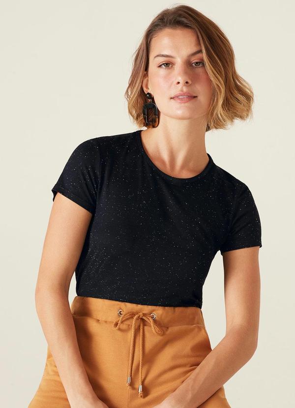 Malwee - Blusa Preta Ampla em Malha Botonê