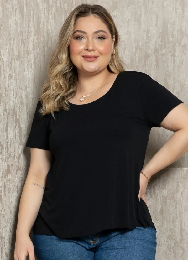 Quintess - Blusa Preta com Barra Mullet 7