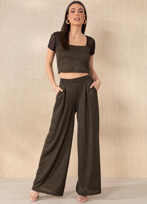 Outlet - Blusa Preta com Brilho e Recorte em Tule 4