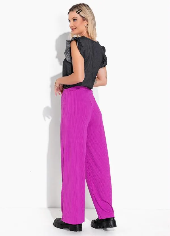 Moda Pop - Blusa Preta com Decote em V e Babado nas Mangas 5