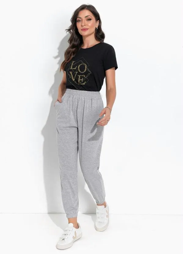 Moda Pop - Blusa Preta com Estampa Localizada 3