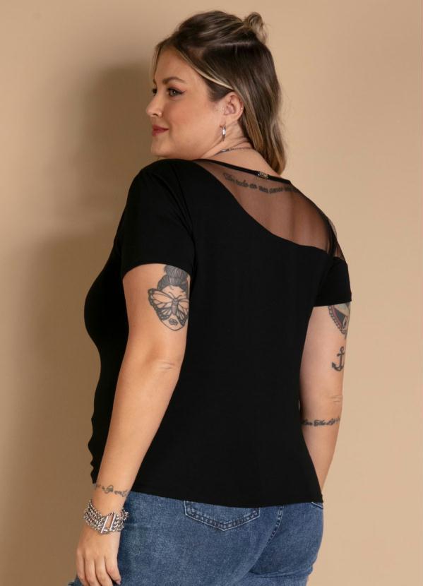 Quintess - Blusa Preta com Recorte em Transparência 6