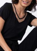 BLUSA (PRETA) COM RECORTE EM TULE