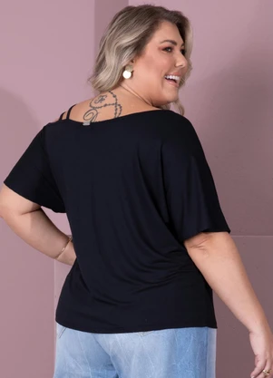 Quintess - Blusa Preta com Tiras no Ombro - QUINTESS