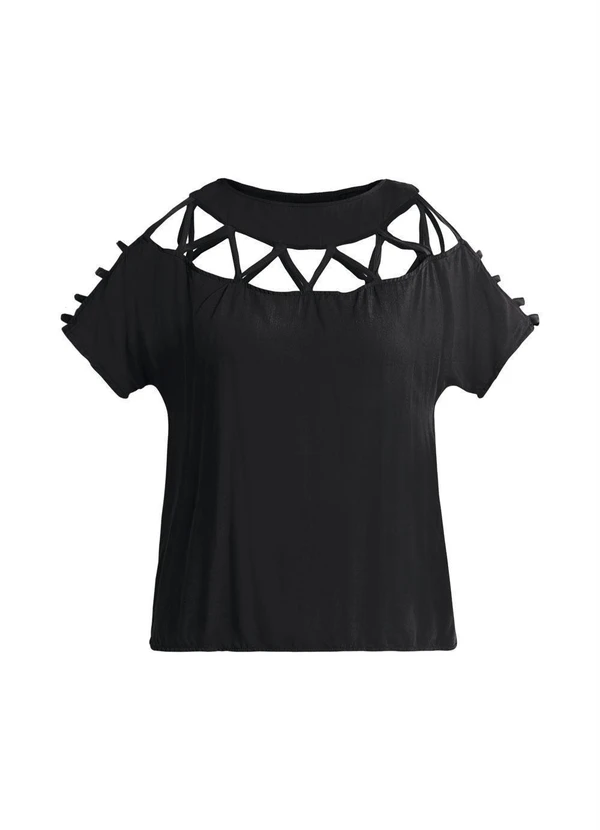 Quintess - Blusa Preta com Tiras nos Ombros Quintess 14