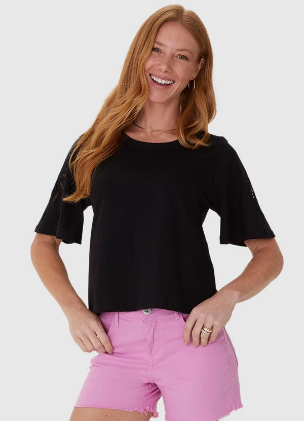 Malwee - Blusa Preta Comfy Touch com Bordado 3