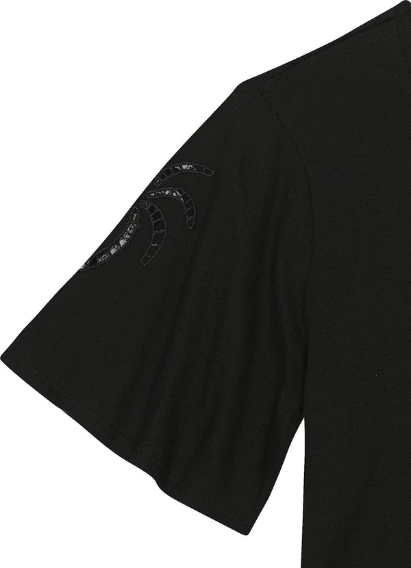 Malwee - Blusa Preta Comfy Touch com Bordado 9