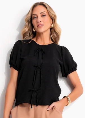 Quintess - Blusa Preta em Air Flow. - QUINTESS