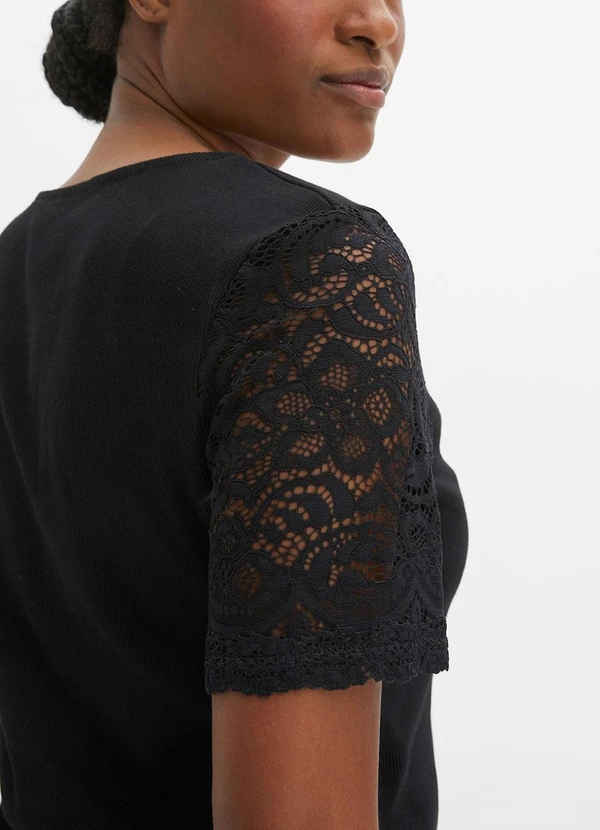 bonprix - Blusa Preta em Canelado 4