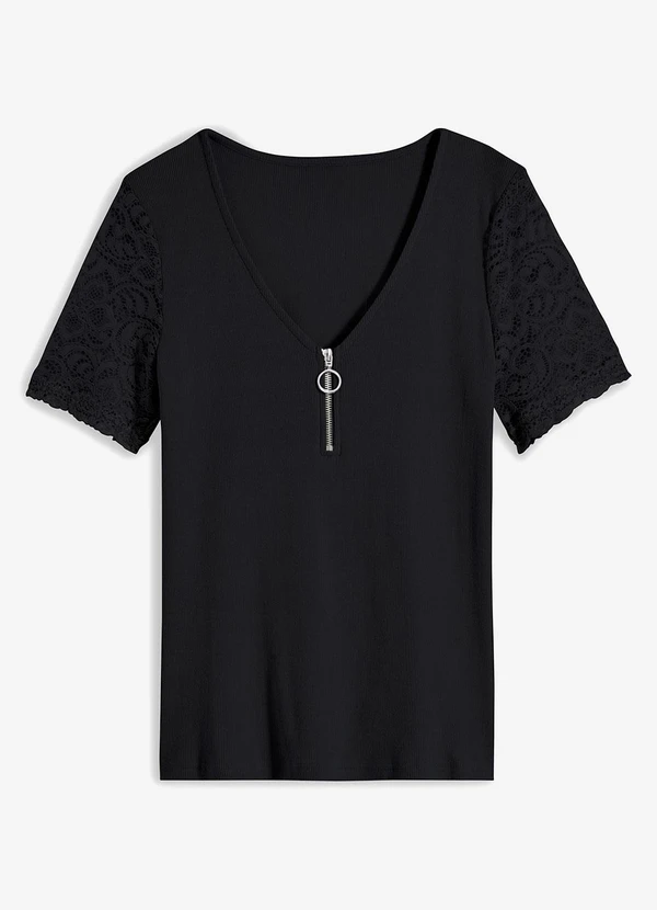 bonprix - Blusa Preta em Canelado 5