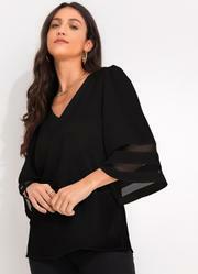 Blusa Preta em Crepe Plano