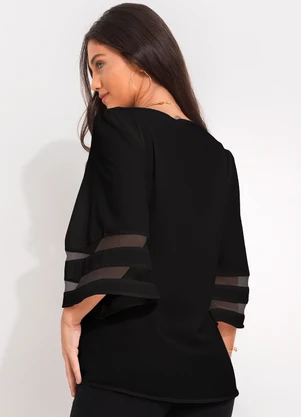 Quintess - Blusa Preta em Crepe Plano - QUINTESS