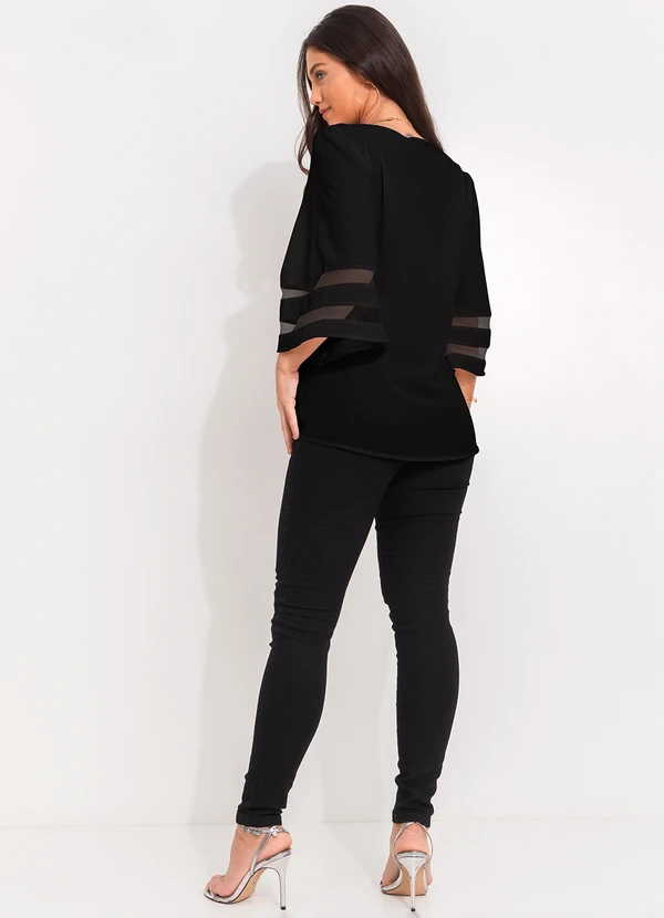 Quintess - Blusa Preta em Crepe Plano