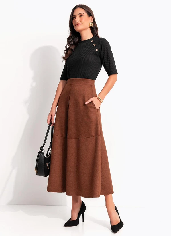 Quintess - Blusa Preta em Malha Canelada 2