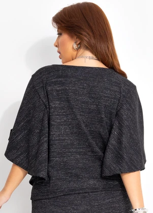 Quintess - Blusa Preta em Malha com Lurex - QUINTESS