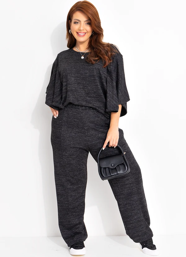 Quintess - Blusa Preta em Malha com Lurex 11