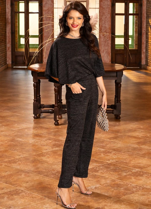 Quintess - Blusa Preta em Malha com Lurex 3