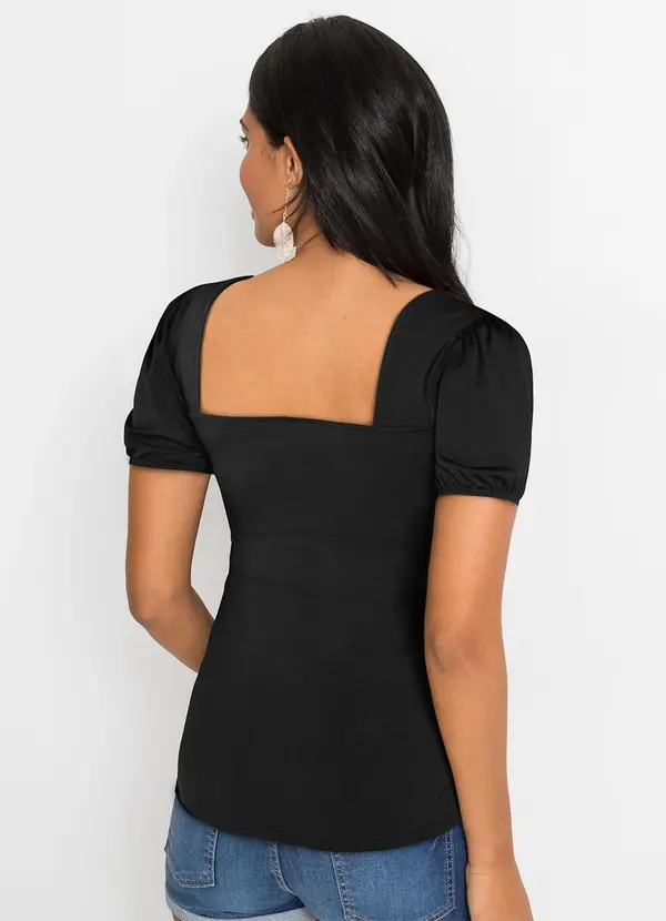 bonprix - Blusa Preta em Malha Crepe 2