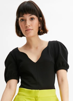 bonprix - Blusa Preta em Malha Crepe - BONPRIX