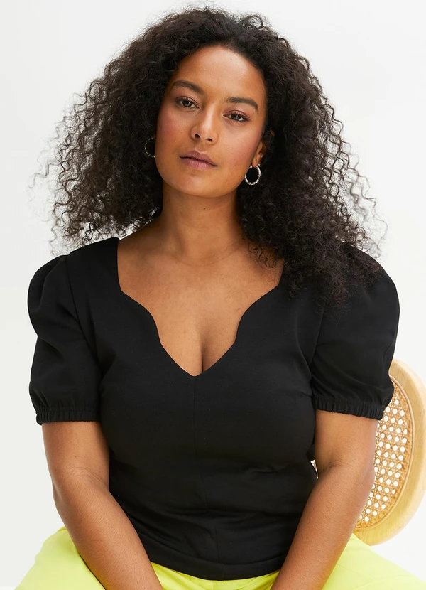 bonprix - Blusa Preta em Malha Crepe 3