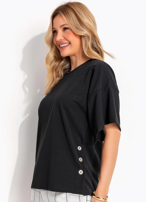 Quintess - Blusa Preta em Malha Crepe 6
