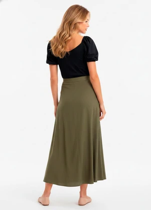 Bimini - Blusa Preta em Malha de Algodão e Tricoline - BIMINI