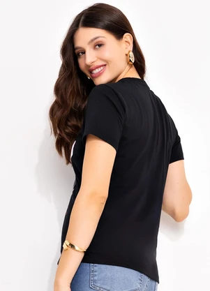 Disney - Blusa Preta em Malha de Algodão Penteado - DISNEY