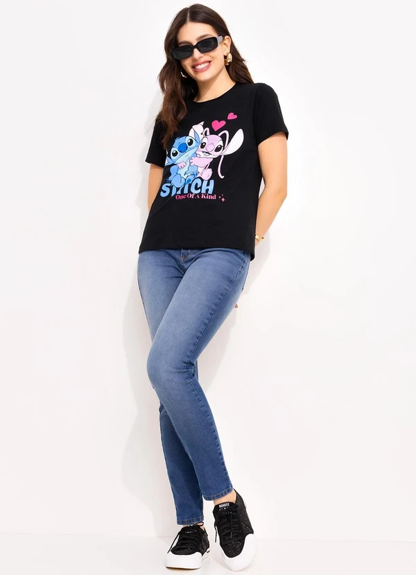 Disney - Blusa Preta em Malha de Algodão Penteado 3