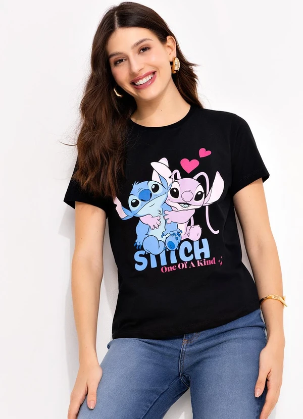 Disney - Blusa Preta em Malha de Algodão Penteado 5