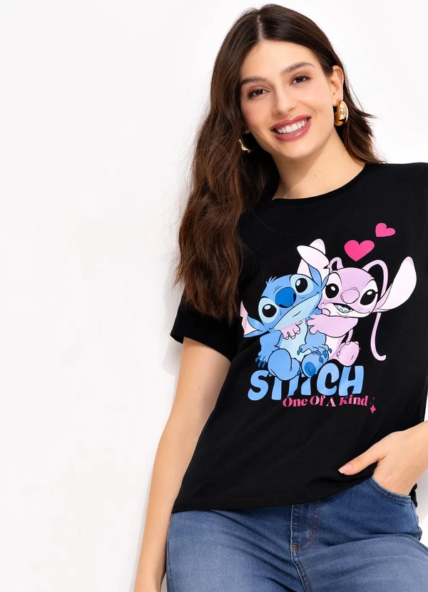 Disney - Blusa Preta em Malha de Algodão Penteado 6