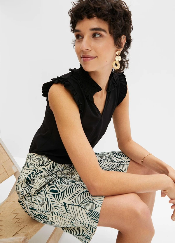 bonprix - Blusa Preta em Malha de Algodão 3