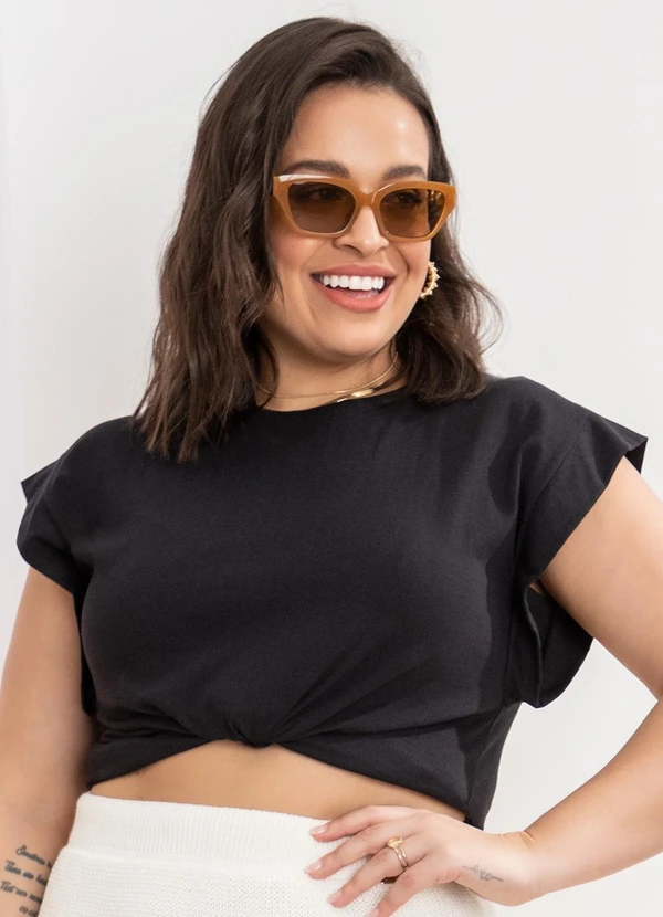 Quintess - Blusa Preta em Malha de Algodão 10