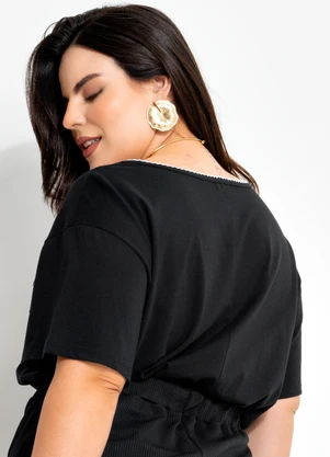 Marguerite - Blusa Preta em Malha de Algodão - MARGUERITE