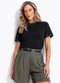 Quintess - Blusa Marrom em Malha de Algodão - variação: Preta