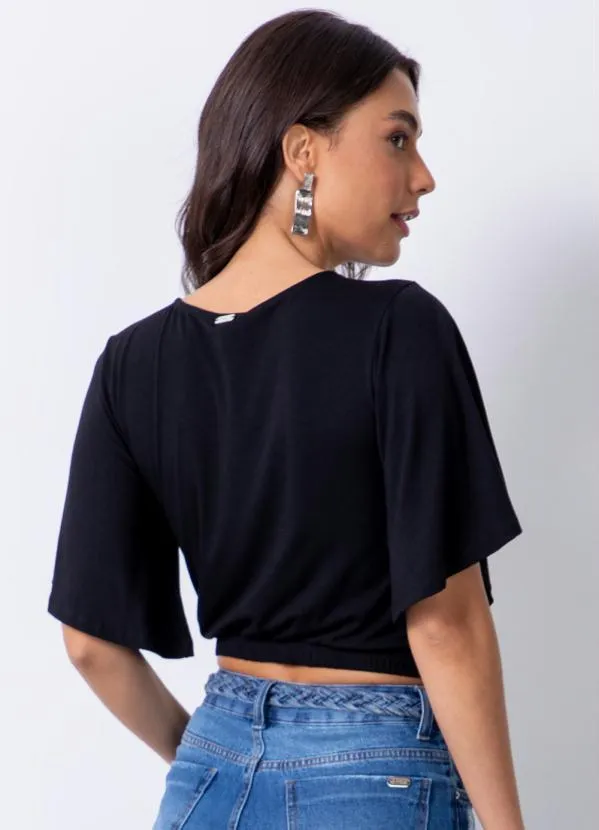 Quintess - Blusa Preta em Malha de Viscose com Elastano 2