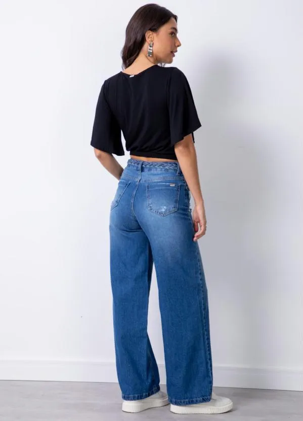 Quintess - Blusa Preta em Malha de Viscose com Elastano 4