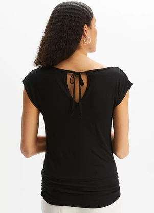 bonprix - Blusa Preta em Malha de Viscose - BONPRIX