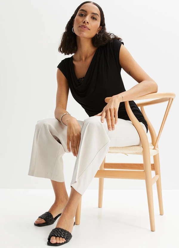 bonprix - Blusa Preta em Malha de Viscose 3