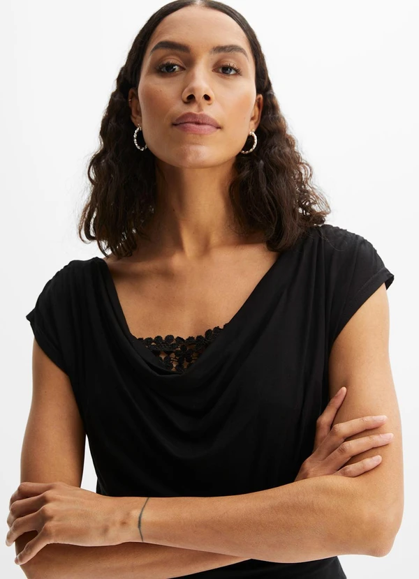 bonprix - Blusa Preta em Malha de Viscose 4