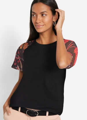 bonprix - Blusa Preta em Malha de Viscose - BONPRIX
