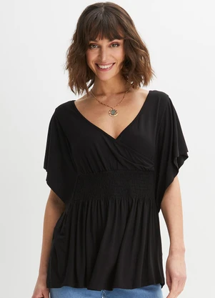 bonprix - Blusa Preta em Malha de Viscose - BONPRIX