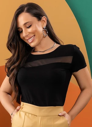 Quintess - Blusa Preta em Malha de Viscose - QUINTESS