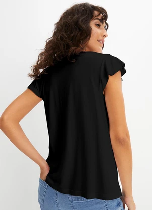 bonprix - Blusa Preta em Malha de Viscose - BONPRIX