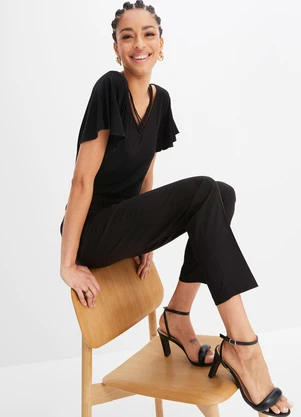 bonprix - Blusa Preta  em Malha de Viscose - BONPRIX