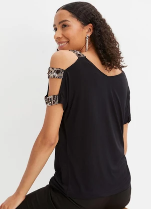 bonprix - Blusa Preta em Malha de Viscose - BONPRIX