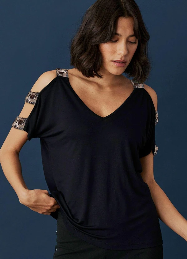 bonprix - Blusa Preta em Malha de Viscose