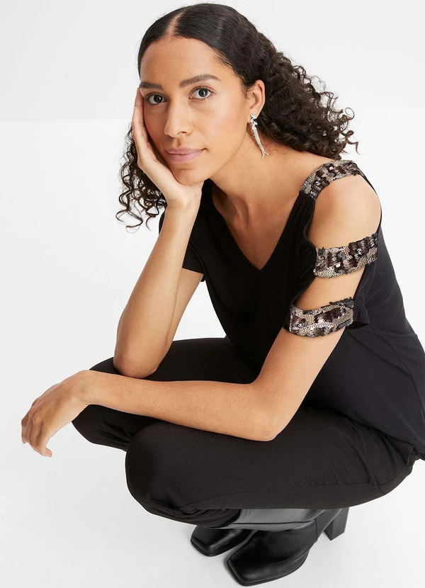 bonprix - Blusa Preta em Malha de Viscose 6